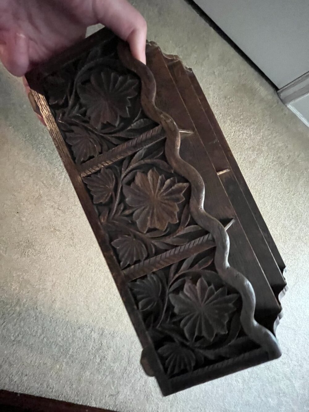 Vintage Lerner Carved Wood-Look Desk Organizer Mail Letter Holder